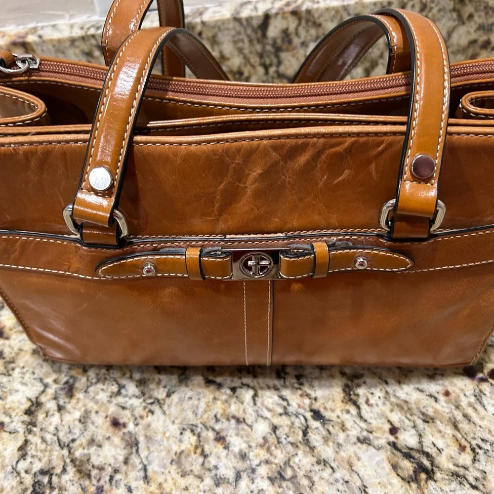 Vintage Unisex bag Elegant Tan Leather Men's Bag by Giani Bernini Preowned